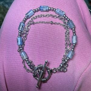 Calm #3 - Kyanite Triple Layered Toggle Bracelet Stainless Steel